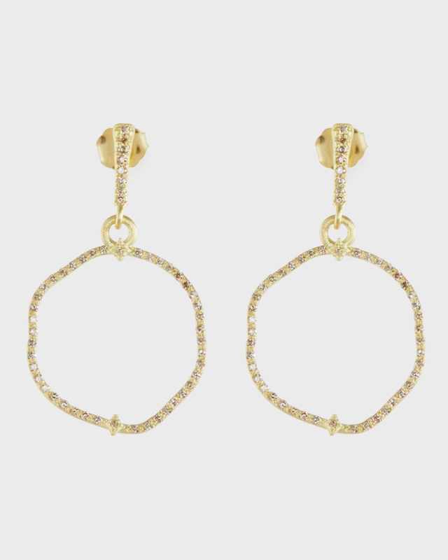 Old Word Sueno Wavy Circle Earrings with Diamonds